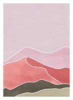 Moderner minimalistischer Kunstdruck der Mitte des Jahrhunderts. abstrakte zeitgenössische ästhetische hintergründe landschaften mit berg, sonne, mond, meer, wald. Vektorillustrationen vektor