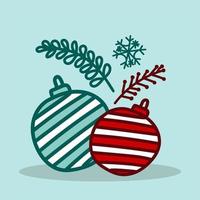 Weihnachtsbaumspielzeug und Zweige. das konzept von weihnachten und neujahr. vektor