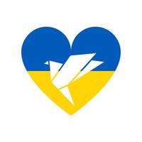Herzflagge der Ukraine mit einer Friedenstaube. vektor