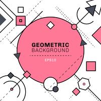 Abstrakt rosa och grå geometrisk och streck linjekomposition på vit bakgrund med plats för text. Cirklar, kvadrater, trianglar, hexagon, element. vektor