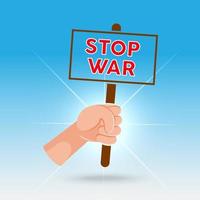 stoppa krig bakgrundsillustration med hand som håller tecken. stoppa krig tecken ikon illustration. vektor