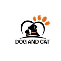 Logo-Design Tierhandlung Konzept Hund und Katze lieben Logo-Vektor-Vorlage vektor