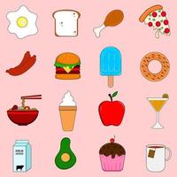 mat färgglada ikoner som gratis vektor