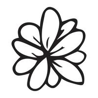 enkel vektor blomma doodle. handritad konturikon. blommig illustration isolerad på vit bakgrund.