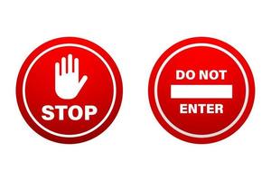 Stoppschild-Vektordesign, Vorlagensymbol und Symbol des Bereichs nicht betreten