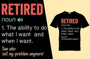 pensionerad rolig definition t-shirt design vektor