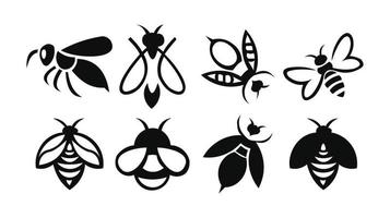 bi djur siluett set logotyp vektor