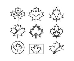 nationales emblem von kanada, ahornblatt symbol bedeutung gradient lineare vektorsymbole gesetzt. vektor