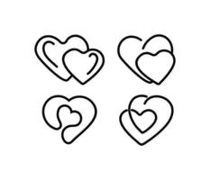 Herzikonen-Vektorsatz, romantische Liebesikone mit durchgehender Linie, glücklicher Valentinstag Herzikonensatz vektor