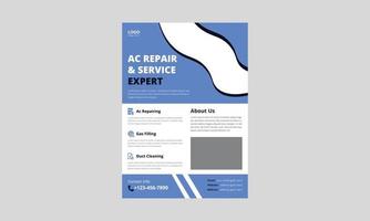 mall för flygblad för luftkonditionering reparation service. AC reparation service flyer affisch broschyr design. omslag, a4-storlek, flygblad, broschyrdesign, affisch, tryckfärdigt vektor