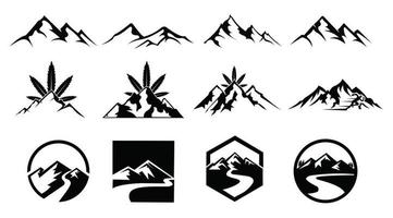 Snow Mountains Peak Logo, kann als Sportabzeichen, Emblem von Mineralwasser, Tourismusbanner, Reiseikone, Zeichen, Dekor, Logohöhe Marihuana verwendet werden vektor
