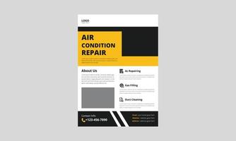 mall för flygblad för luftkonditionering reparation service. AC reparation service flyer affisch broschyr design. omslag, a4-storlek, flygblad, broschyrdesign, affisch, tryckfärdigt vektor