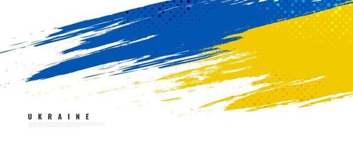 ukraine-flagge mit pinselkonzept. Flagge der Ukraine im Grunge-Stil. bete für die Ukraine. handbemalte pinselflagge des ukrainischen landes vektor