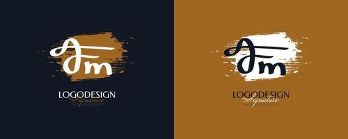 initial f och m logotypdesign med elegant och minimalistisk handstil. FM-signaturlogotyp eller symbol för bröllop, mode, smycken, boutique och affärsidentitet vektor