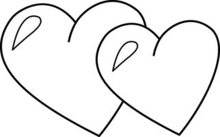 vektorbild av två hjärtan. idag är det alla hjärtans dag. älsklingar, en kärleksförklaring. en del av inredningen av en bröllopsfest. enkel konturvektor, webbplats eller mobilapp vektor