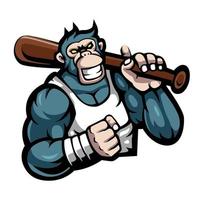 illustration av gorilla bär en baseball stick maskot logotyp design vektor