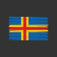 Pinselstriche mit Flagge der Alandinseln. Nationalflagge vektor