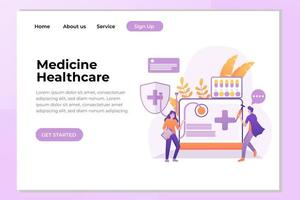 Einzigartiges modernes flaches Designkonzept der medizinischen Gesundheitsfürsorge für Website und mobile Website. Zielseitenvorlage. einfach zu bearbeiten und anzupassen. Vektor-Illustration vektor