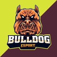 bulldoggenmaskottchen und esport-logo-design. einfach zu bearbeiten und anzupassen vektor