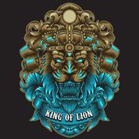 Löwenkönig mit Neonfarbe und Ornamentmuster vektor