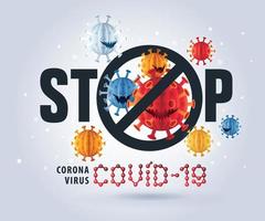 stoppa covid 19 förebyggande koncept. abstrakt stopp coronavirus tecken vektor, tecken varning coronavirus. coronavirus covid 19 pandemi utbrott virus design. vektor