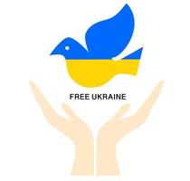 kostenloser ukraine-text mit freiheitszeichen von vogel und offener hand. vektor