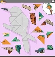 Puzzle-Spiel mit Cartoon-Jacamar-Vogelfigur vektor