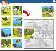 Puzzle-Aufgabe mit Cartoon-Vogel-Tierfiguren vektor