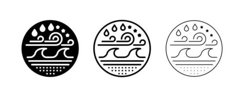 modernes Wasser-, Wind-, Boden- und Klima-Icon-Design mit unterschiedlicher Linienstärke im Kreis. Logodesign, Websites und Designs. moderne Linie Kunstdesign-Ikone. vektor