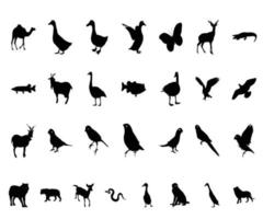 Tiere und Vögel Silhouette vektor