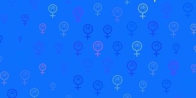 hellrosa, blauer Vektorhintergrund mit Frauensymbolen. vektor