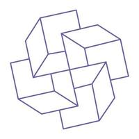 logotyp för optisk illusion. omöjliga former. heliga geometriska figurer. abstrakta eviga geometriska objekt. omöjliga ändlösa konturformer. optisk konst. omöjlig geometri form på en vit bakgrund. vektor