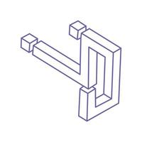 unmögliche Formen. Figuren der Heiligen Geometrie. optische Täuschung. abstraktes ewiges geometrisches Objekt. unmögliche endlose Umrisse. optische Kunst. unmögliche Geometrieform auf weißem Hintergrund. vektor