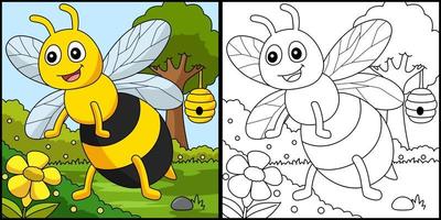 bee målarbok färgad illustration vektor