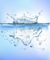 blå klart vatten stänk hälsosam kost diet friskhet koncept isolerad vit bakgrund. Realistisk Vektorillustration.