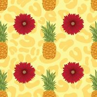 Ananas und Blumenhand zeichnen nahtlosen Vektor der Frucht