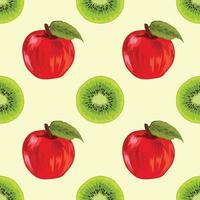 Apfel und Kiwi zeichnen nahtlosen Vektor der Frucht der Hand