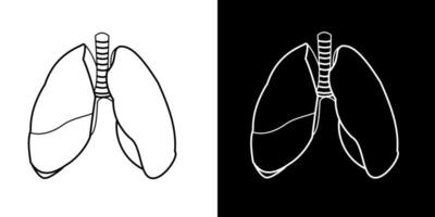 kontur vektorritning av de mänskliga lungorna vektor