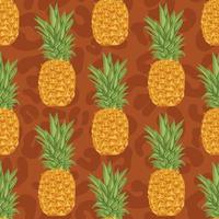 ananas hand rita frukt seamless mönster vektor
