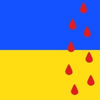 krieg in der ukraine stoppen. Flagge der Ukraine mit Blut. Russland hat die Ukraine angegriffen vektor