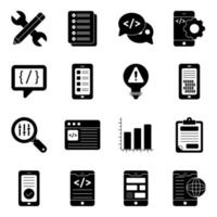 Paket mit Symbolen für die Entwicklung mobiler Apps vektor