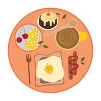 handzeichnung frühstückskarikatur-aufklebersatz vektor