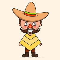 Mexikansk tecknad man, redo för din design, hälsningskort, banner. Vektor