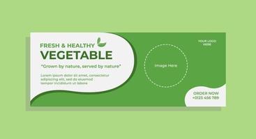 vektorgrafik av webbbannerdesign med grönt och vitt färgschema. perfekt för marknadsföring av grönsaker eller jordbruksprodukter vektor