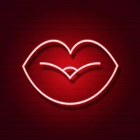 Retro Neon Lippen Zeichen. Gestaltungselement für Happy Valentinstag. Bereiten Sie für Ihr Design, Grußkarte, Fahne vor. Vektor