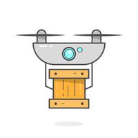 Drone Delivery Concept. Copter eller Quadcopter Service, Order, Worldwide Shipping. Modern Design Vector