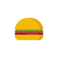 leckerer Hamburger. Vektor-flaches Design-Burger-Symbol. Burger mit Salat, Tomaten, Käse und Schnitzel. Fastfood. Vektor-Illustration vektor