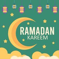 månen och stjärnan ramadan kareem illustration i platt design. gratis islamisk vektor