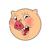 der Kopf eines Schweins. Vektor. Logo, Symbol für das Unternehmen. Emblem für Fast Food und Food. Rundkopf-Eber. Fleisch Tier. Speck. lustiges Cartoon-Gesicht. Maskottchen im flachen Stil.... vektor