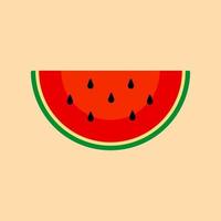 vattenmelon platt design vektorillustration. skiva skurna halva frön. grön röd rund frukt bär kött skal. hälsosam mat. söt vattenmelon. tropiska frukter. färg bakgrund. vektor